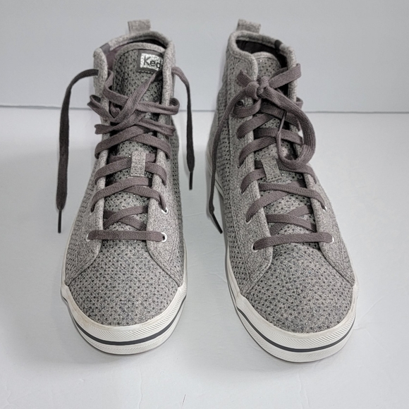 Keds Metallic Dot Gray Wool Shoes High Top Sneakers Classic Lace Up/Size 10. - Picture 3 of 10